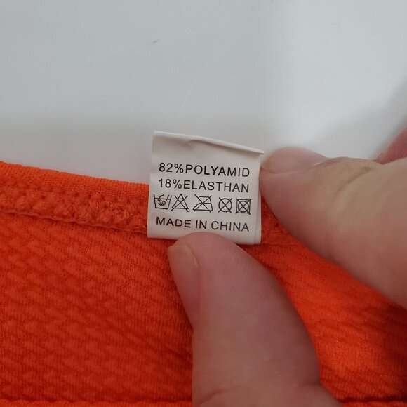 Unbranded Women's Bright Orange Knit Feel Scalloped Swim Bikini Bottoms Size L - Picture 4 of 5